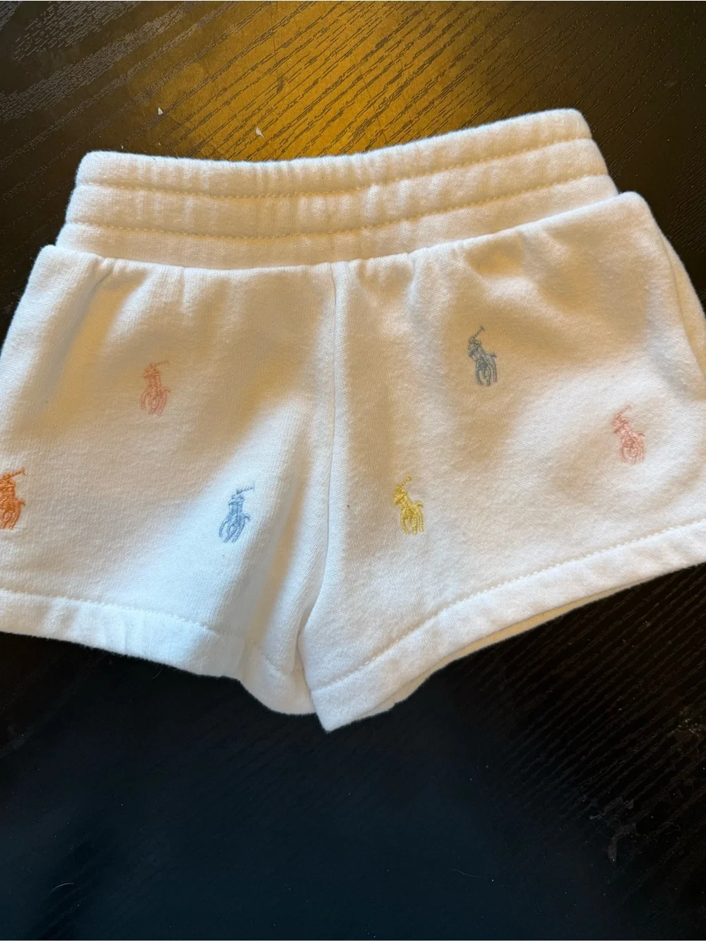 Ralph Lauren White Shorts with Multicolor Polo Embroidery